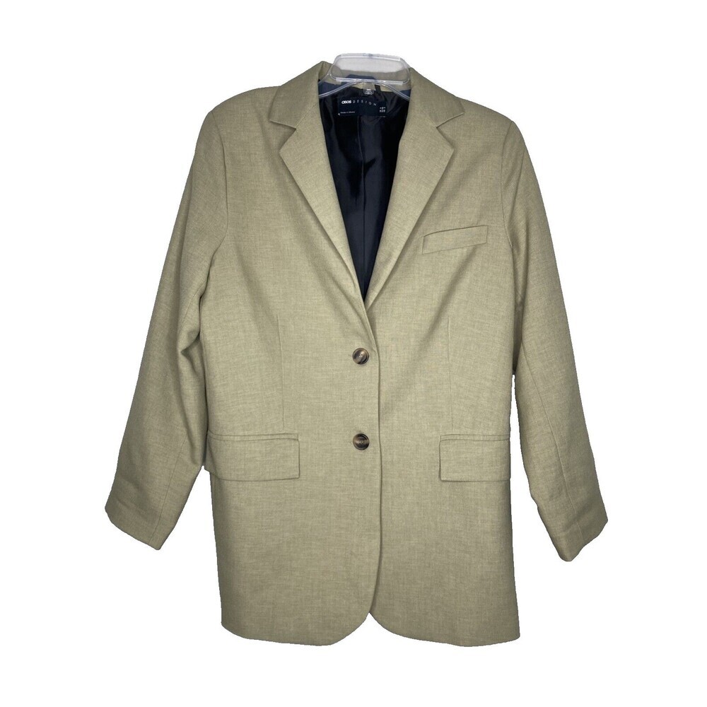 Asos Design Blazer‎ Women Size 2 Oversized Light Green Exaggerated Shoulders